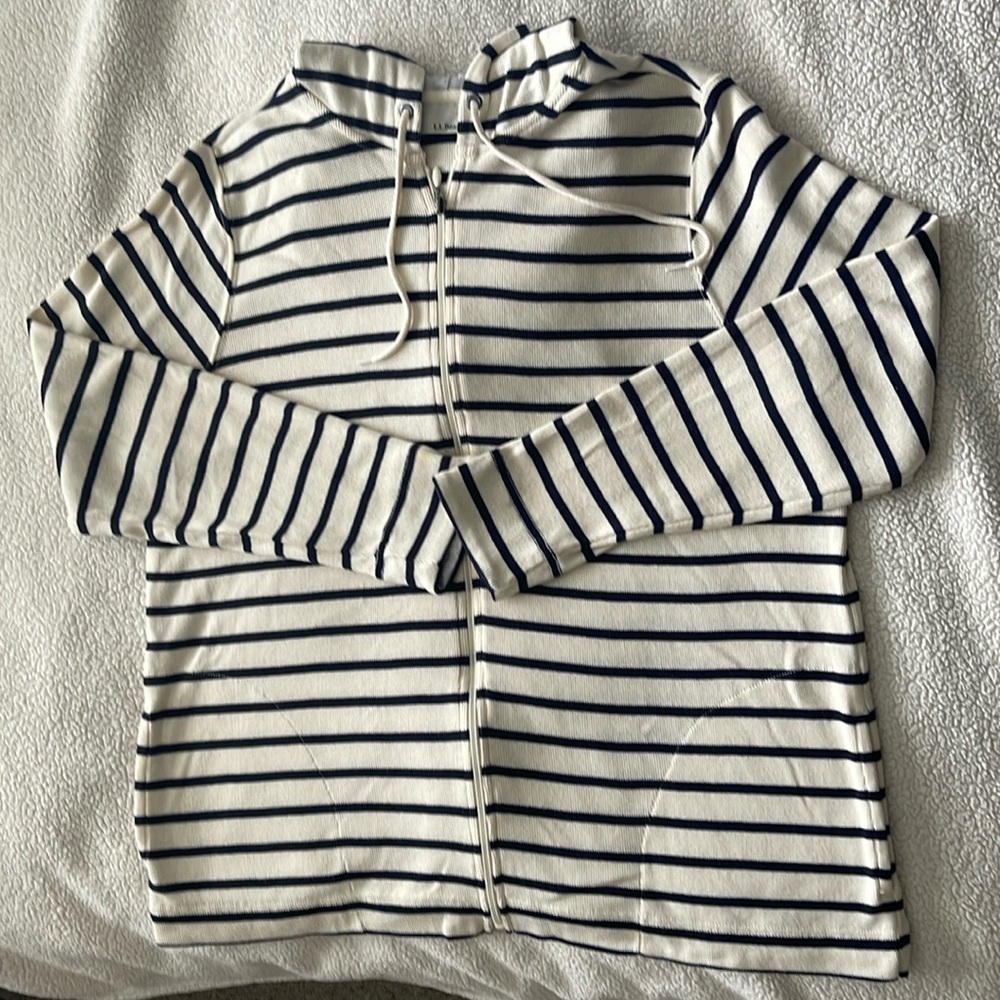 LL Bean. Striped zip up. Size 1x